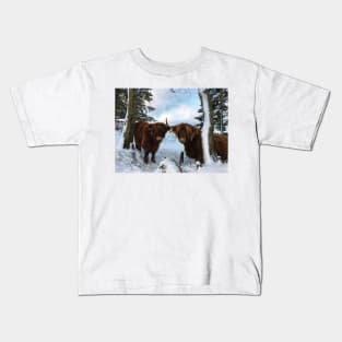 Scottish Highland Cattle Cow and Calf 1619 Kids T-Shirt